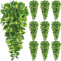 Hoteam 12 Pcs Artificial Hanging Plants 32 Inch Fake Ivy Vines with Fake Leaves Patio Artificial Plants Greenery for Living Room Indoor Outdoor Wall, No Basket (Pothos) - color: Pothos
