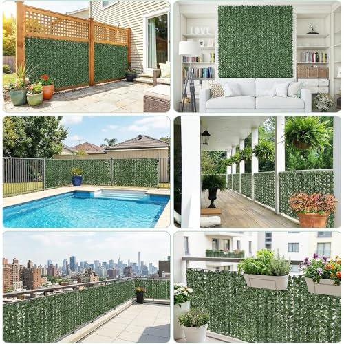 Artificial Ivy Privacy Fence Screen, 3.3ft x 7ft UV-Anti Faux Greenery Backdrop, Used for Patio, Balcony, Garden, Backyard Indoor Outdoor Green Wall Decor - size: 3.3ft x 7ft