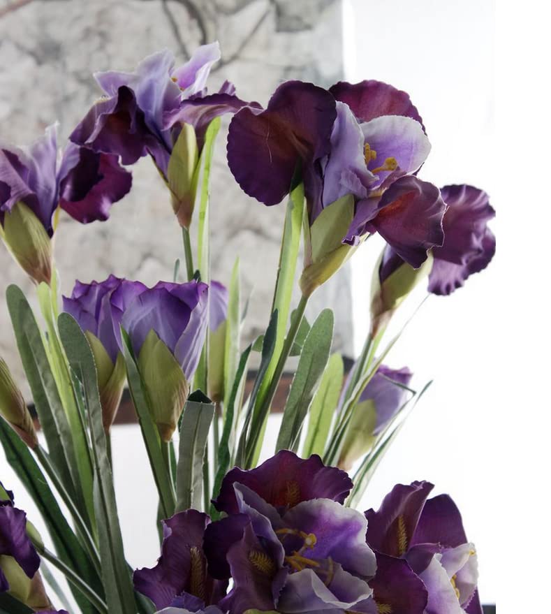 Rikyo 3pcs Artificial Iris Flower Purple Silk Flower 9 Heads, 36 Inch Artificial Flowers Bouquet Fake Outdoor Cemetery Flower Arrangements and Wedding Holding Flowers, Dining Table Centerpieces - color: Purple