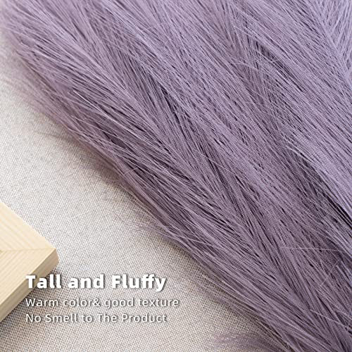 Pampas Grass Decor, Fluffy Faux Pampas Grass 6 Stem 18"/45cm Pompous Grass Small Flower Arrangement and Vase Filler for Boho Home Wedding Decoration (Light Purple) - color: Light Purple