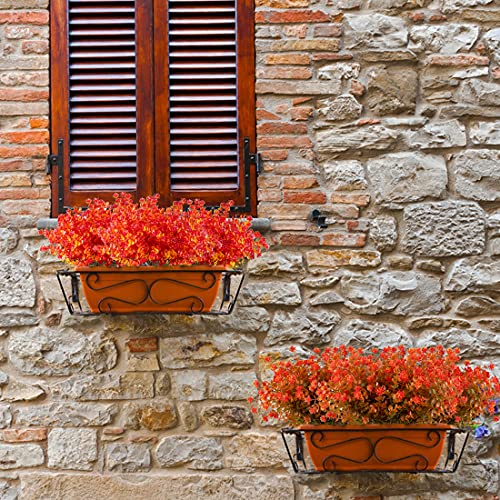 10PCS Artificial Eucalyptus Plants,Fake Boxwood Shrubs UV Resistant No Fade Faux Plastic Greenery for Wedding Bridal Bouquet Indoor Outdoor Home Garden Kitchen Office Table Vase(Fall Red) - color: Gold Red