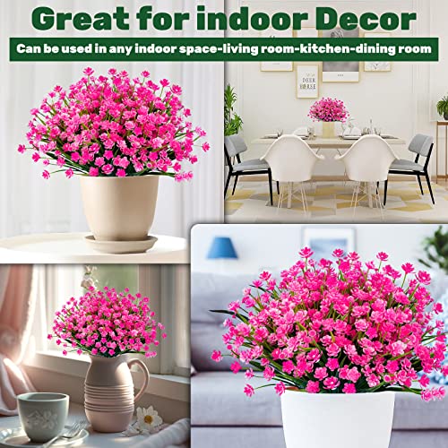Lnoicy 20pcs Artificial Flowers for Outdoor,Plastic Flowers Decoration, UV Resistant Faux Flowers Shrubs, Artificial Plants for Indoor Outside Garden Home Wedding Farmhouse(Pink) - color: Pink, size: 20 PCS