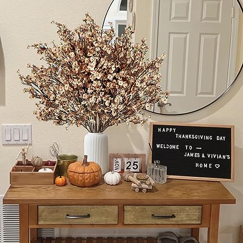 Sggvecsy 15 Pcs Babys Breath Artificial Flowers Gypsophila Bouquets Bulk Real Touch Fake Silk Flowers for Home DIY Floral Arrangement Table Centerpiece Fall Thanksgiving Autumn Decoration (Skin Brown) - color: Skin Brown, size: 15Pcs