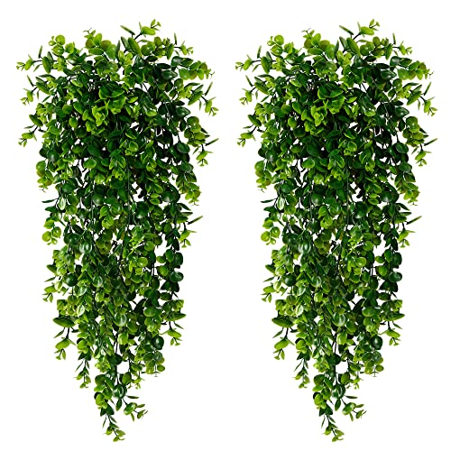 Sggvecsy 6 Pack Artificial Hanging Plants Fake Hanging Plant Faux Hanging Eucalyptus UV Resistant Plastic Plants for Indoor Outdoor Room Wall Wedding Patio Porch Decor - size: 6Pcs