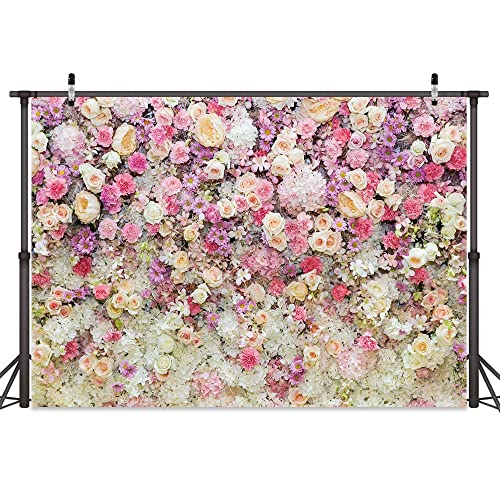 Pink Flower Wall Backdrop - Spring Mothers Day & Girls Birthday Party Weeding Bridal Shower Studio Photo Booth Props, 8X6FT - color: Pink, size: 8X6FT