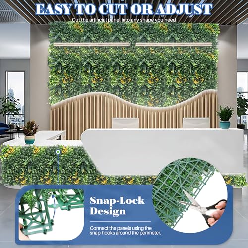 ECOOPTS 20"x20" Faux Ivy Privacy Fence Screen Artificial Boxwood Panels Topiary Hedge Plants for Indoor Outdoor Decoration, #8 Mixed Leaves, 6 Packs - color: #8 Mixed Leaves, size: 20"x20"