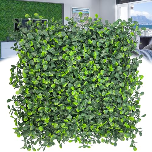 Artificial Grass Wall Backdrop: 10"x 10"(26P) Boxwood Faux Green Wall Panels for Interior Wall, Greenery Wall,Garden and Indoor Outdoor Plant Decor - size: 10"x10" (26 Panels)