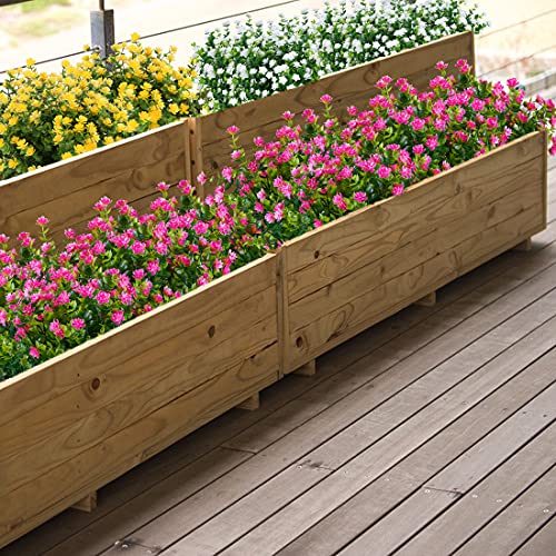 24 Bundles Artificial Flowers Fake Boxwood Shrubs UV Resistant No Fade Faux Greenery Faux Plastic Lotus for Home Garden Hanging Planter Indoor Outdoor Porch Patio Wedding Decoration(Pink) - color: Pink