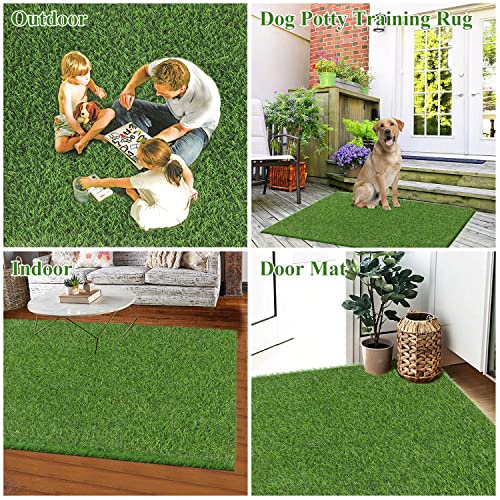 Bsmathom Artificial Grass Rug Indoor Outdoor Rug, Professional Dog Potty Training Rug, Fake Grass Rug Synthetic Grass Mat Door Mats with Drainage Holes for Balcony Patio Garden (39.3 x 31.5Inch) - size: 39.3 x 31.5 Inches