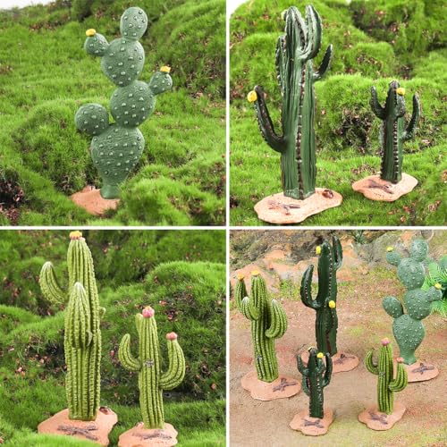 EOIVSH Desert Animal Figurines Set with Model Cactus - Artificial Greenery Plant Fake Cacti - Desert Diorama Project - Great for Sand Table Landscape Scene Accessories Decoration - style: Cacti