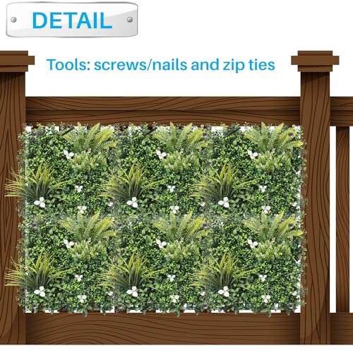 Patio Paradise 20"x20" (6PC) Artificial Grass Wall Panels Greenery Backdrop Faux Boxwood Hedge Fake Ivy Privacy Screen for Outdoor Wedding Décor Photography Background, #5 3D Mixed - color: #5 3d Mixed, size: 20"x20"