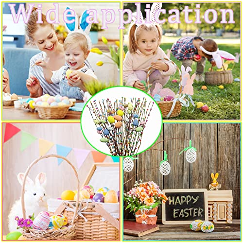 41 Pcs Artificial Easter Spray Vine with Pastel Easte Eggs and Decorative Berries Spring Floral Stems-Easte Egg Twig Branches for Easter Crafts Floral Arrangement Wreath Making Decoration