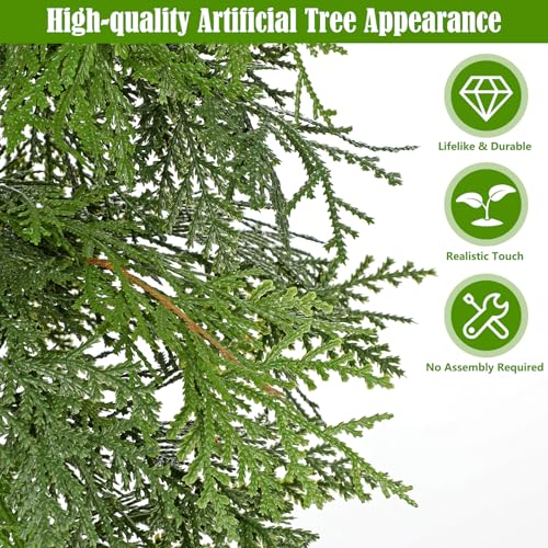 3FT Artificial Cedar Topiary Tree, Real Touch Fake Cedar Topiary Tree Potted Plants for Home Office Front Porch Garden Entryway Indoor Outdoor Evergreen Decor - style: 3ft