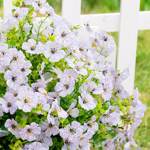 Artificial Fake Flowers Plants for Outdoors Spring Summer Decoration,Faux Flowers Silk Daisy Plants Greenery Realistic UV Resistant for Outside Planters Front Porch Patio Boxwood 16 Bundles Home White - color: White