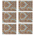 kilofly 6pc Elegant Floral Brocade Jacquard Table Placemats (11.8 x 15.7 in) - color: Blue, size: 11.8*15.7 inch