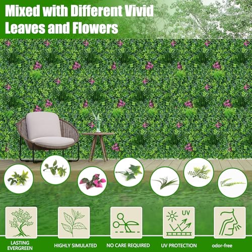 Artificial Grass Wall Roll Panels, 60"x120"(50 SQFT) Greenery Backdrop with Mint Plant Leaves, UV-Anti Fake Greenery Plant Boxwood Panels for Outdoor Patio Garden Green Wall Decor - size: 60X120 IN 1PC