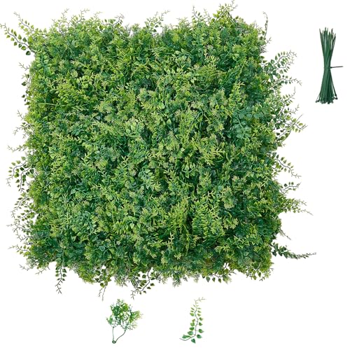 VEVOR Artificial Plant Wall, 12PCS 20 x 20 in Artificial Boxwood Panels, Sun Protection Greenery Backdrop Privacy Hedge Fence, Fake Grass Screen for Wedding, Indoor, Outdoor Garden, Backyard,Ferns - color: Ferns, size: 20*20IN 12P