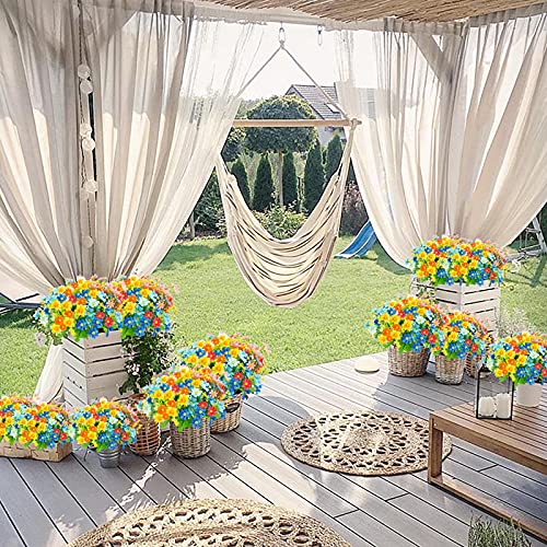 Uieke 6PCS Artificial Flowers for Outdoors UV Resistant Fake Daisy Mums Flowers Outdoor No Fade Greenery Shrubs for Indoor Outside Home Wedding Office Garden Porch Spring Décor - color: Assorted, size: 6