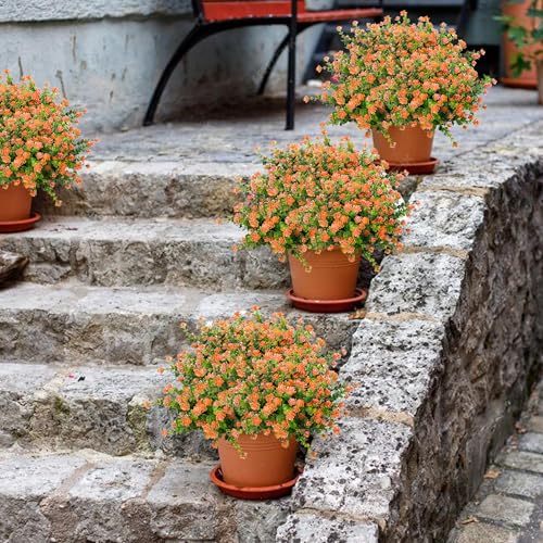 NETAP Outdoor Artificial Flowers UV Resistant, 20 Bundles Fake Realistic Floral Greenery Plants for Outside Porch, Window Boxes, Garden, Yard, Inside Home Table Decor, Orange - color: Orange