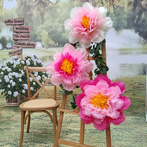 Giant Shades of Pink Paper Flower for Wall 20 Inch Birthday Floral Backdrop Baby Girls Room Nursery Wall Decor Party Supplies Pack of 3 - color: Pink