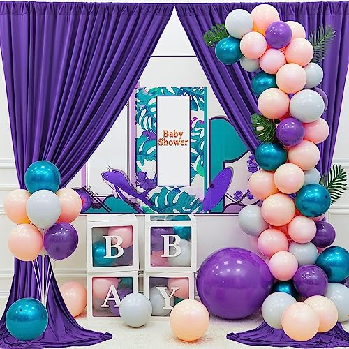 10x8 ft Wrinkle Free Purple Backdrop Curtains for Parties, Tihck Fabric Backdrop Drapes for Mermaid Birthday Wedding Photography Background Baby Shower Home Decor - color: Purple, size: 10ftx8ft