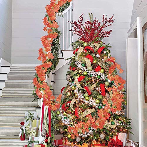 Fall Garland Maple Leaf, Hanging Vine Garlands Artificial Autumn Foliage Garland Thanksgiving Decor for Home Wedding Fireplace Party Christmas (Maple/12 Strands) - color: Maple/12 Strands