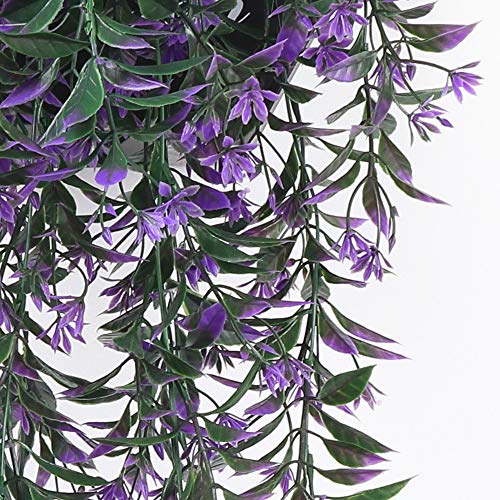 PASYOU Artificial Ivy, Hanging Vine Plastic Plants Grass Leaves Foliage Vines, UV Resistant Greenery Fake Flowers for Home Indoor Outdoor Garden Door Wall Wedding Party DIY Decoration - Purple 2 Pack - color: Ivy-purple 2 Pcs