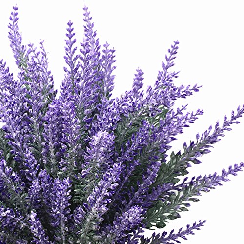 CATTREE Artificial Lavender Flowers, Fake Plastic Flocked Plants for Indoor Outdoor Home Office Arrangements Wedding Bridle Bouquet Decor Christmas DIY Ornaments Decorations Purple 4 Pack - color: Lavender-4pcs