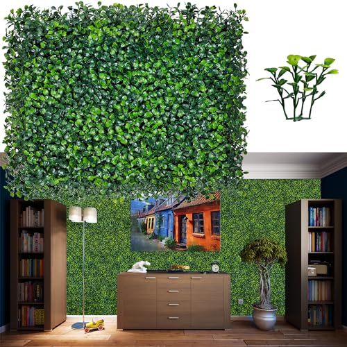 ODTORY Artificial Grass Wall Backdrop Panels,16 X 12 in 24P(32 sqft) UV-Anti Greenery Boxwood Panels for Indoor Outdoor Green Wall Decor & Ivy Fence Covering Privacy - size: 16"X12" 24P
