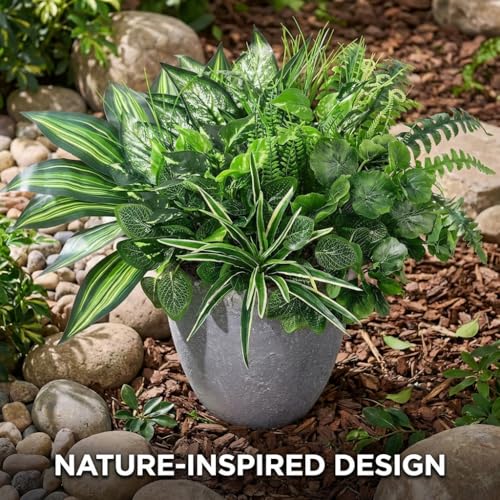 Waipfaru Artificial Plants Outdoor UV Resistant, Realistic Fake Plants Artificial Greenery, Large Bunches Faux Plants for Indoor Outdoor Porch Patio Garden Spring Summer Home Decor (Large 10pcs) - color: Greenery, size: 10 Bundles