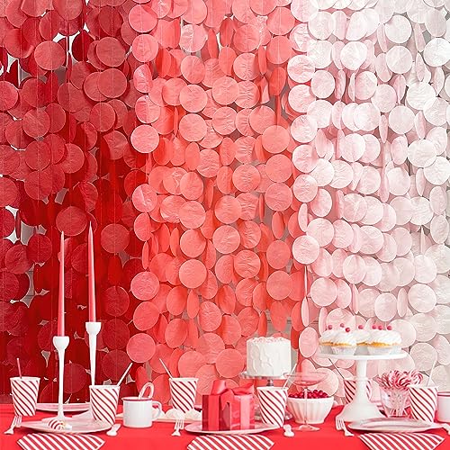192 Ft Red Party Decorations Ombre Red Polka Dot Backdrop Streamer Tissue Paper Circle Dots Hanging Garland for Birthday Graduation Engagement Wedding Anniversary Valentines Holiday Hen Party Supplies - color: Ombre Red