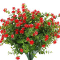 10PCS Artificial Flowers, Fake Artificial Greenery UV Resistant No Fade Faux Plastic Plants for Wedding Bridle Bouquet Indoor Outdoor Home Garden Kitchen Office Table Vase(Red) - color: Red