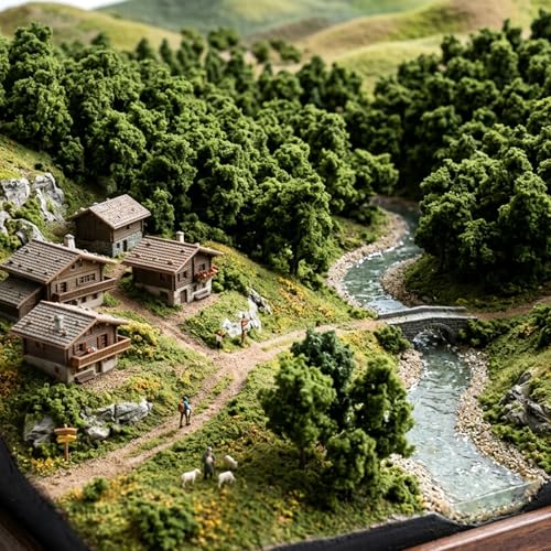 Tree Powder Model Green Plant Tufted for DIY Miniature Lowland Shrub Bushy Tuft Architecture Building Model Railway Fairy Garden Diorama Scenery