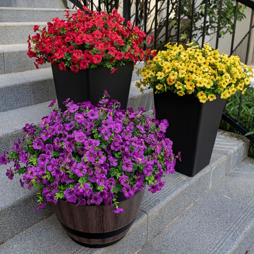 Lnoicy 20 Bundles Artificial Flowers for Outdoor Fake Plants for Spring Decoration,Faux Eucalyptus Flowers for Planter UV Resistant Lifelike for Home Porch Garden（Yellow） - color: Yellow
