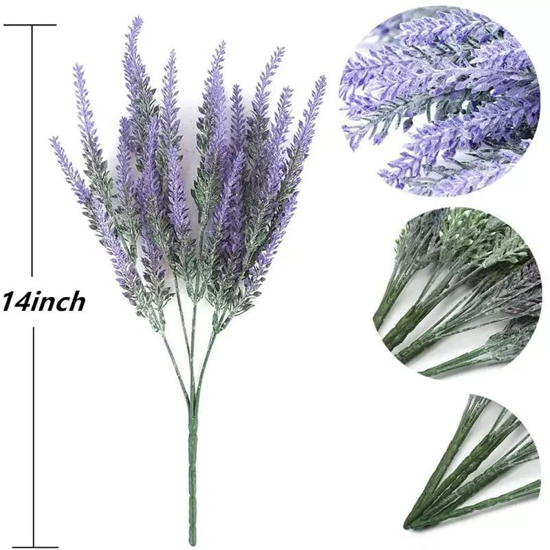 CATTREE Artificial Plants, Fake Lavender Flowers Plastic Plant Lifelike Flower for Indoor Outdoor Home Garden Balcony Party Wedding Bridal Bouquet DIY Decor Planter Filler Decoration Purple 12 Bundles - color: Lavender - Purple - 12 Pack