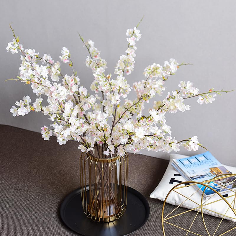 CLoxks 4 Pcs Cherry Blossom Branches for Vase 43 inch Artificial Long Stems Cherry Blossom Silk Cherry Blossom Branches for Home Wedding Party Decor,Light Pink - color: Light Pink