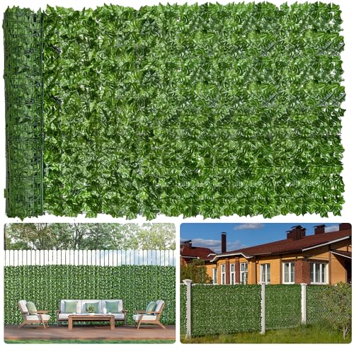 Faux Ivy Privacy Fence Screen 4PCS 20 x 20 Inch Artificial Faux Ivy Hedge Expandable Faux Privacy Fence Decoration for Wall Screen, Outdoor Garden, Wedding Decor,No Cable Tie (40x40 inches) - size: 40x40 inches