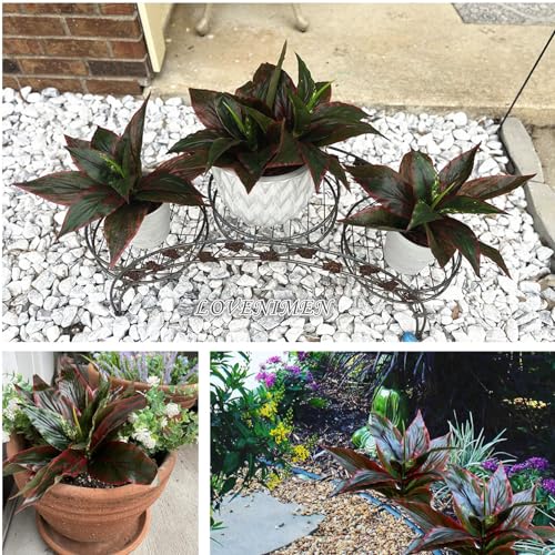 Artificial Magnolia Plants Decoration, Fake Agave Plastic Grass Faux Greenery Soft Plant UV Resistant Shrubs for Indoor Outdoor Home Kitchen Garden Porch Christmas Wedding Table DIY Décor Red 2 Pack - color: Magnolia Leaves Stem/ Red/ 2 Pcs