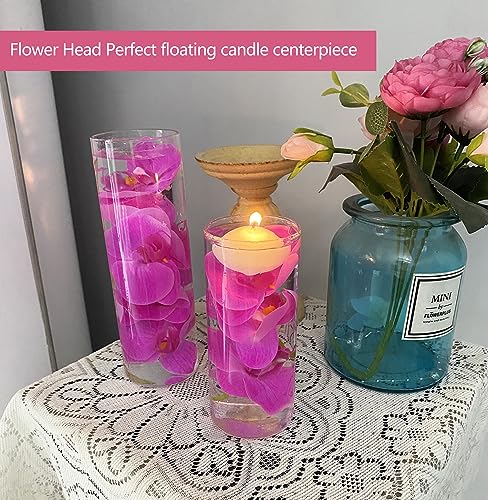 20 Pcs Purple Artificial Orchid Flower for Floating Candle Centerpieces, Faux Flower Head and stem DIY Crafts Bouquet for Bridal Bouquets Flower Arrangements Table Centers Home Decor. - color: Purple