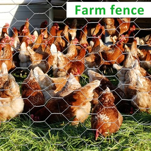 45 in X 100 ft Chicken Wire Fencing Metal Floral Chicken Wire Fence for Crafts 1 Inch Hexagonal Galvanized Poultry Wire Netting for Chicken Coop Barrier Rabbit Cage