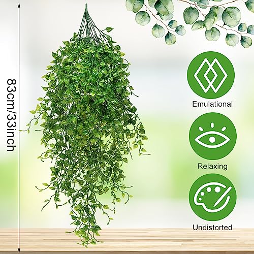 Hoteam 12 Pcs Artificial Hanging Plants 32 Inch Fake Ivy Vines with Fake Leaves Patio Artificial Plants Greenery for Living Room Indoor Outdoor Wall, No Basket (Ivy) - color: Ivy