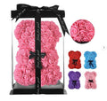Artificial Rose Flower Bear,Perfect Romantic Gift for Her, Valentine's Mother's Day, Christmas, Birthday,Thanksgiving Party Anniversary Girl Friend Wife Light Strips and Greeting Cards (Pink) - color: Pink