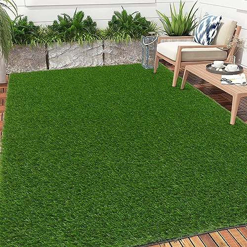 Bsmathom Artificial Grass Rug Indoor Outdoor Rug, 5x8Ft Fake Grass Rug Synthetic Grass Mat Dog Grass Mat with Drainage Holes Fake Grass Rug for Pet, Garden Lawn Landscape, 5x8Ft - size: 5x8 Feet