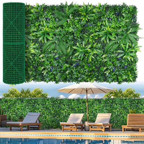 Grooy Artificial Boxwood Roll Panels, Grass Wall Panels 40"x120"(33.33 SQFT), Privacy Hedge Fence Screen with UV Protection, Fake Greenery Backdrop for Indoor Wedding and Outdoor Garden Backyard - color: Dracaena, size: 40''x120''