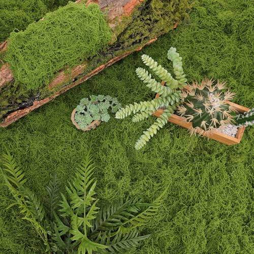 Fake Moss for Crafts 39" x 39" Faux Moss Mat with Base Fabric for Plants and 3.5 oz/ 100g Decorative Artificial Moss Green Faux Grass for Planters Crafts DIY Fairy Garden(Light Green) - color: Light Green