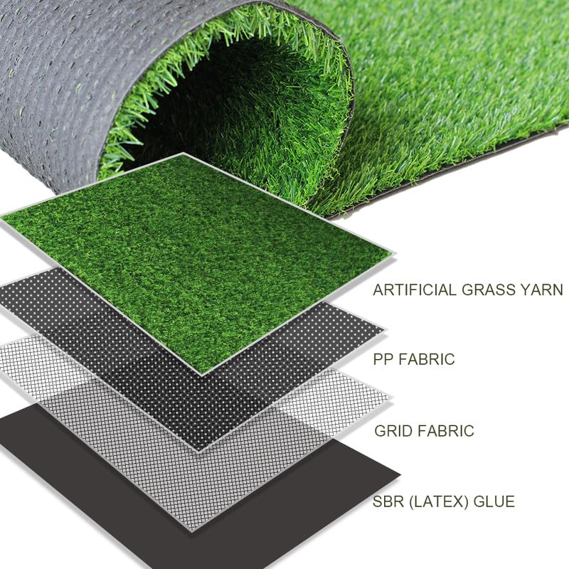 Petgrow Thick Artificial Grass3FTX26FT,0.7Inch Pile Height Green Soft Fake Faux Grass Turf Mat,Indoor Outdoor Garden Dogs Pet Synthetic Grass Carpet Doormat, Rubber Backed with Drainage Holes - size: 3FTX26FT