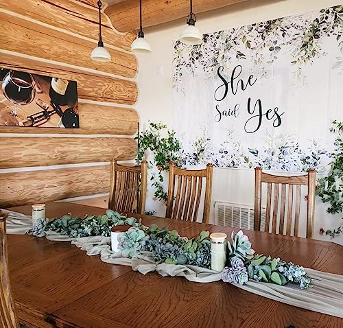 Ouddy Decor 2 Pack Eucalyptus Garland Total 13.1 Ft Lush Silver Dollar Leaves Boxwood Artificial Faux Greenery Vines for Baby Shower Wedding Party Table Runner Room Home Mantle Decor - color: Green, size: 2 Pack
