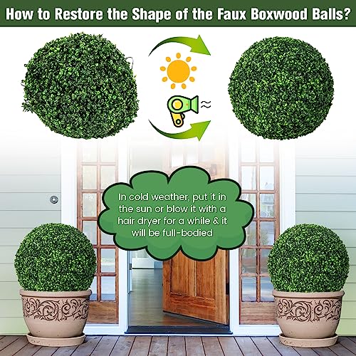 Goplus 2 PCS 19 Inch Artificial Plant Topiary Ball, Round Faux Boxwood Balls Outdoor, Garden Spheres Decorative for Front Door, Porch, Backyard, Balcony, Patio, Wedding and Home Décor - size: 19 Inch