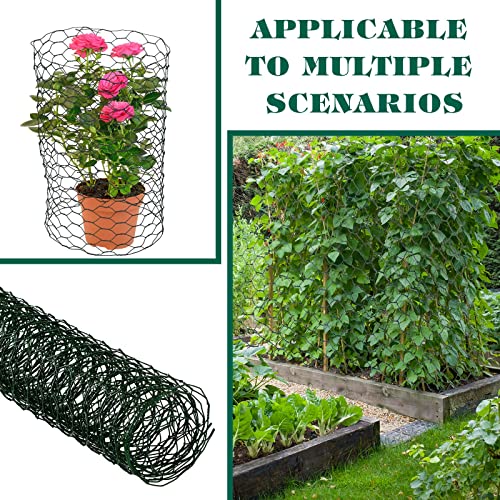 Amylove 2 Pack Chicken Wire for Floral Arrangements 0.6 Inch Chicken Wire Mesh Hexagonal Galvanized PVC Coated Netting Wires Fence Green Mesh for Crafts Poultry Garden(12 x 96 Inch) - size: 12 x 96 Inch