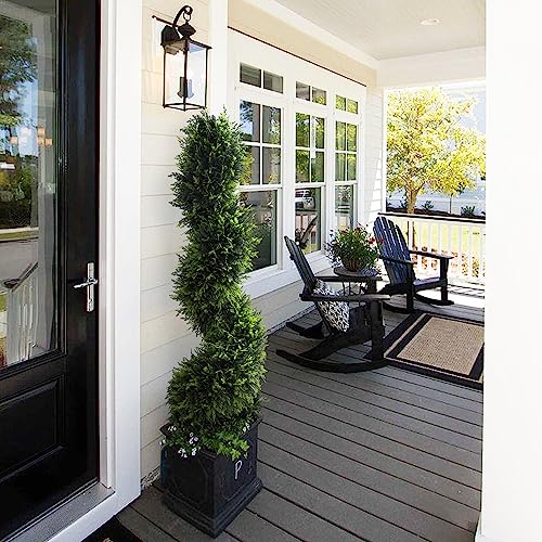 Artificial Topiary Tree, Spiral Cedar, 37 Inch, 2-Set